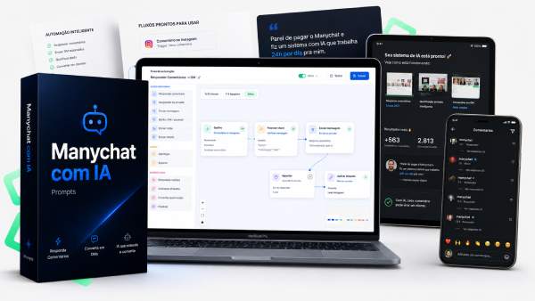 Mockup da oferta Manychat com IA - Prompts